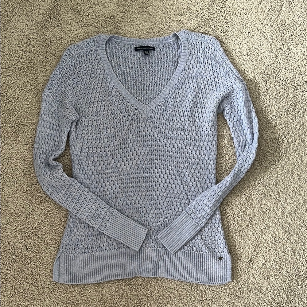 Women's Light Blue V-Neck Sweater